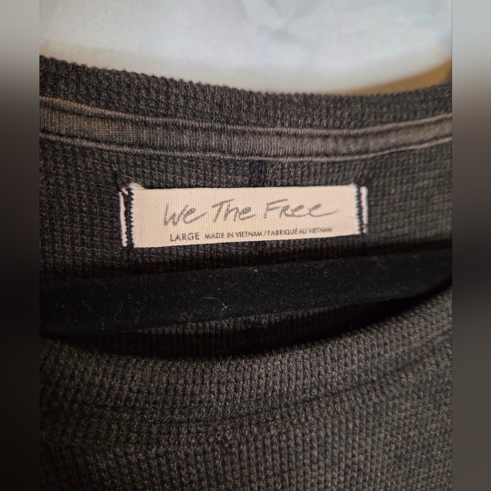 Free People We The Free Tasha Thermal Long Sleeve in Gray/White - Size L - Picture 3 of 6